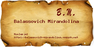 Balassovich Mirandolina névjegykártya